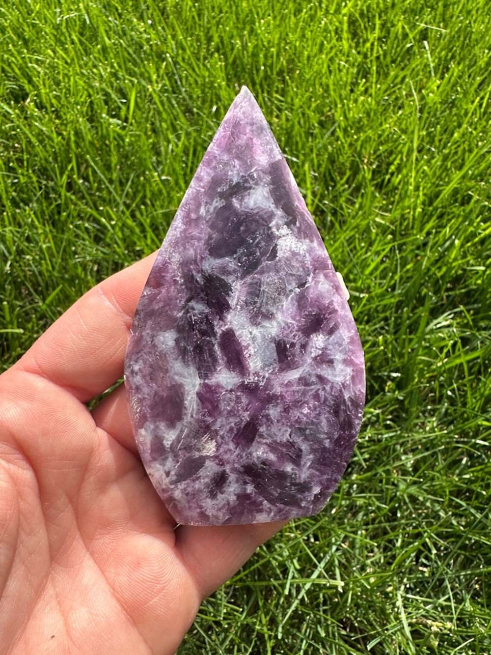 Purple Mica Teardrop Palm Stone